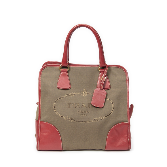 Prada Convertible Jacquard Logo Tote